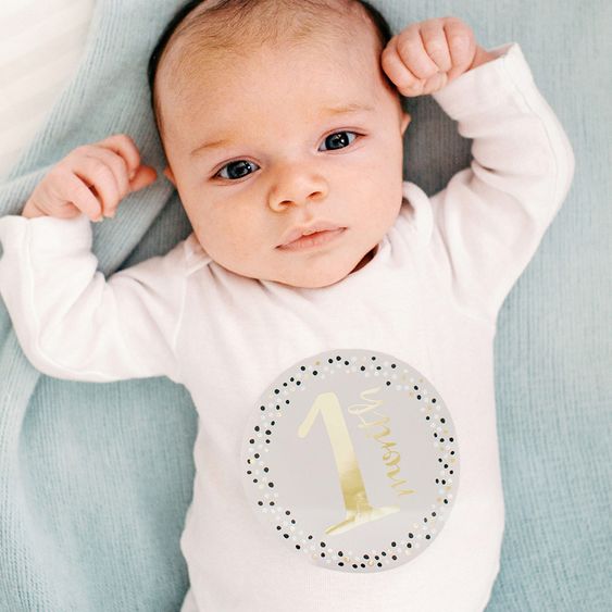 Pearhead Meilenstein Foto-Sticker - Grau Gold