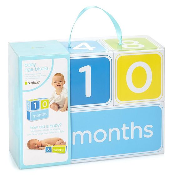 Pearhead Cubo fotografico per le prime settimane, mesi e anni del bambino - Blu