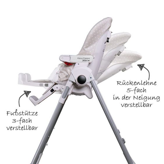Peg Perego Hochstuhl und Babyliege Prima Pappa Follow Me - Babydot Beige
