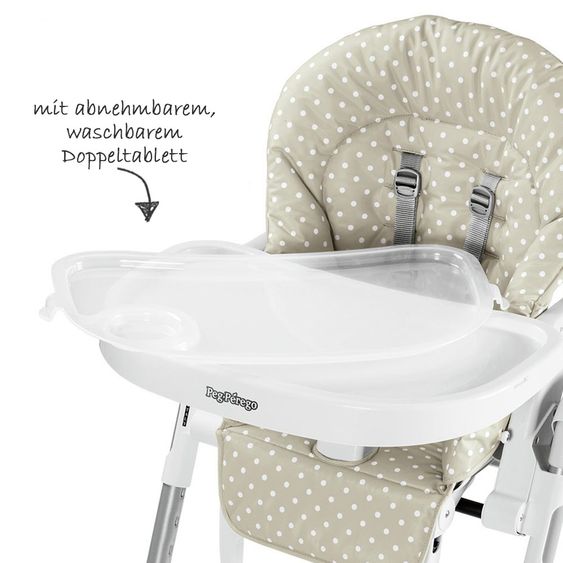 Peg Perego Hochstuhl und Babyliege Prima Pappa Follow Me - Babydot Beige