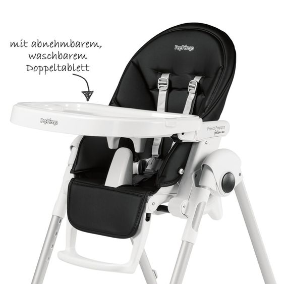 Peg Perego Hochstuhl und Babyliege Prima Pappa Follow Me - Licorice Lederimitat