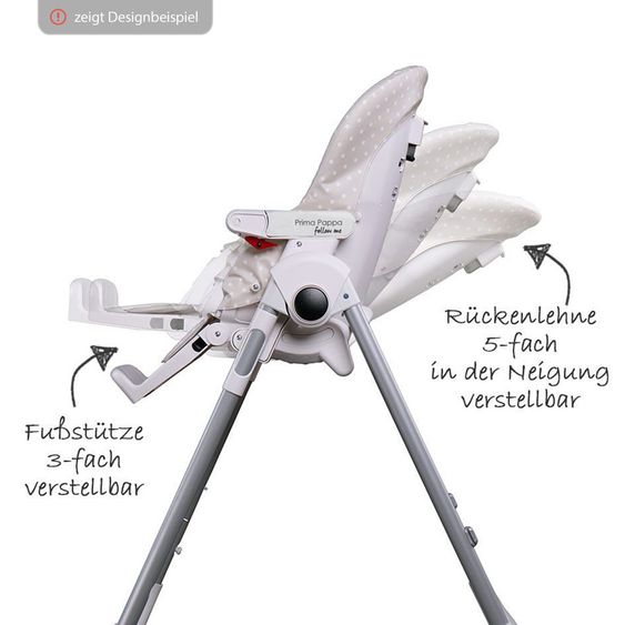 Peg Perego Hochstuhl und Babyliege Prima Pappa Follow Me - Linear Grey