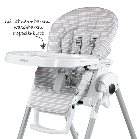 Peg Perego Hochstuhl und Babyliege Prima Pappa Follow Me - Linear Grey