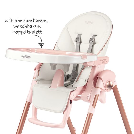 Peg Perego Hochstuhl und Babyliege Prima Pappa Follow Me - Mon Amour Lederimitat