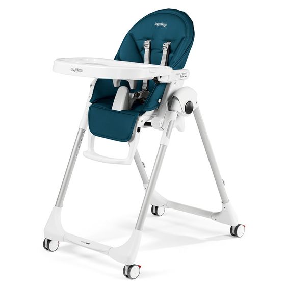 Peg Perego Hochstuhl und Babyliege Prima Pappa Follow Me - Petrolio Lederimitat