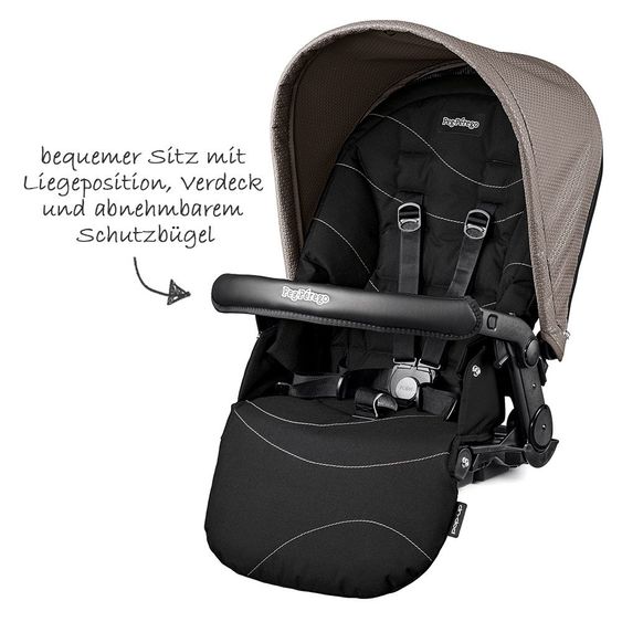 Peg Perego Kinderwagen-Set Book 51 XL Sportivo Modular Gestell Jet Anthrazit - Bloom Beige