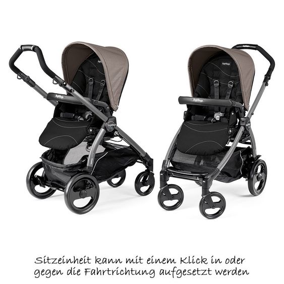 Peg Perego Kinderwagen-Set Book 51 XL Sportivo Modular Gestell Jet Anthrazit - Bloom Beige