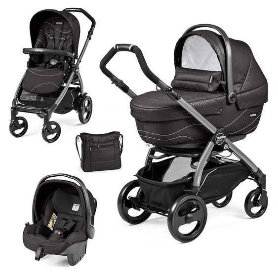 Peg Perego Kinderwagen-Set Book 51 XL Sportivo Modular Gestell Jet Anthrazit - Bloom Black