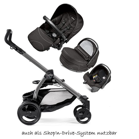 Peg Perego Kinderwagen-Set Book 51 XL Sportivo Modular Gestell Jet Anthrazit - Bloom Black