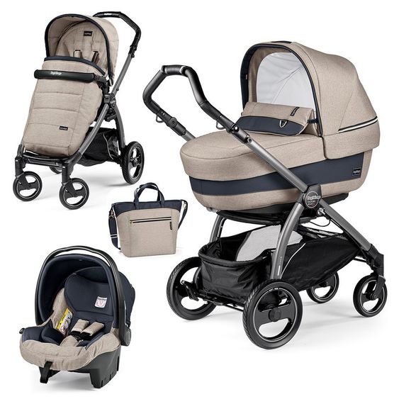 Peg Perego Set passeggino Book S Elite Completo Telaio Modulare Jet Antracite - Luxe Beige