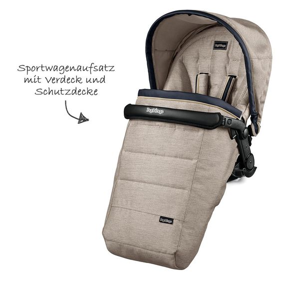 Peg Perego Set passeggino Book S Elite Completo Telaio Modulare Jet Antracite - Luxe Beige
