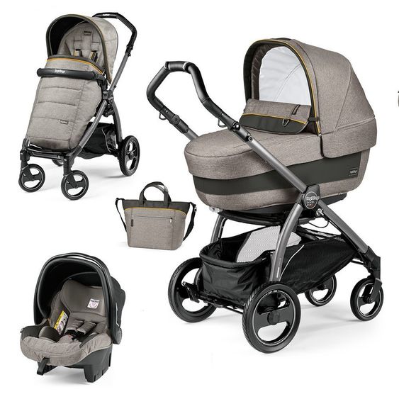 Peg Perego Kinderwagen-Set Book S Elite Completo Modular Gestell Jet Anthrazit - Luxe Grey