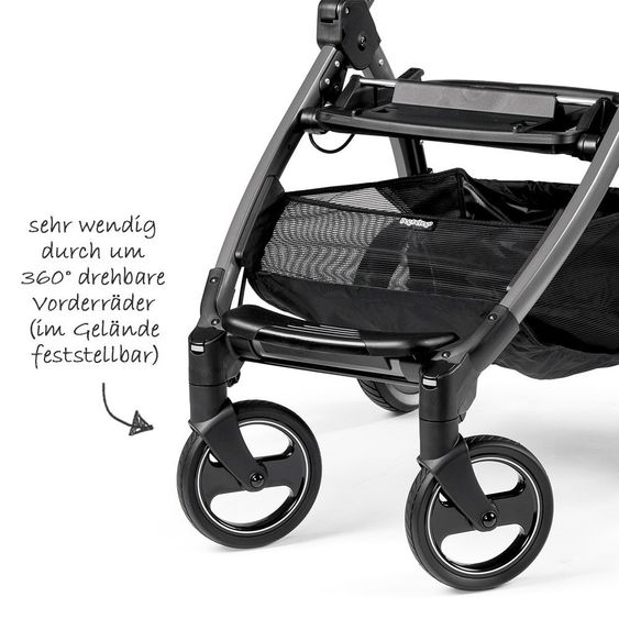 Peg Perego Kinderwagen-Set Book S Elite Completo Modular Gestell Jet Anthrazit - Luxe Grey