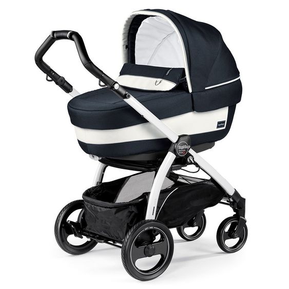 Peg Perego Kinderwagen-Set Book S Elite Completo Modular Gestell Weiß - Luxe Blue