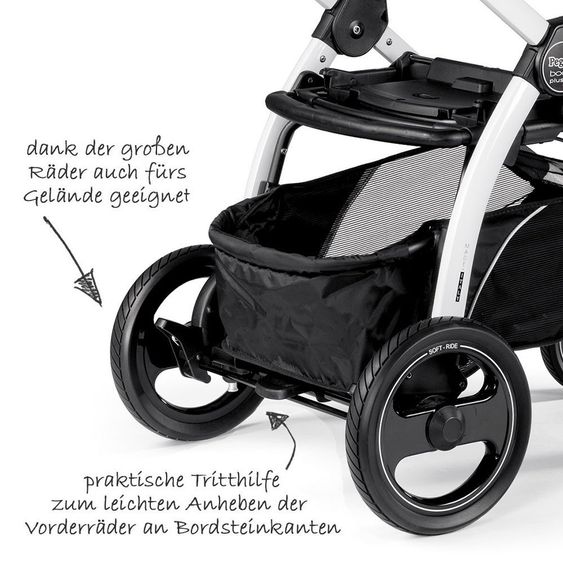 Peg Perego Kinderwagen-Set Book S Elite Completo Modular Gestell Weiß - Luxe Blue