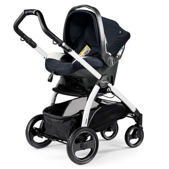 Peg Perego Kinderwagen-Set Book S Elite Completo Modular Gestell Weiß - Luxe Blue