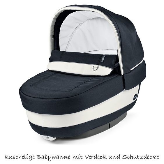 Peg Perego Kinderwagen-Set Book S Elite Completo Modular Gestell Weiß - Luxe Blue