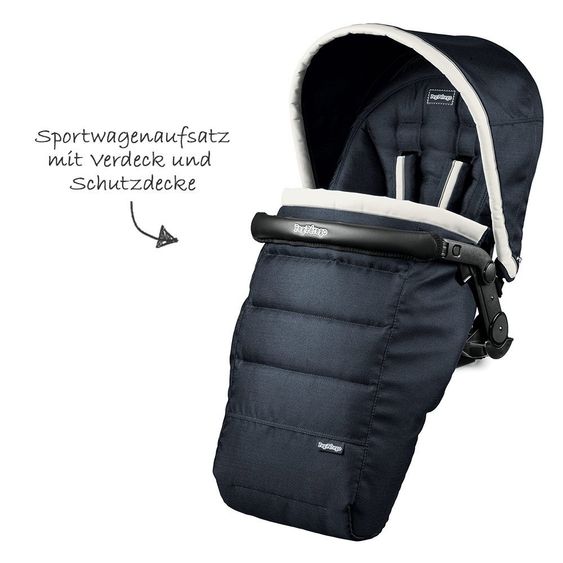 Peg Perego Kinderwagen-Set Book S Elite Completo Modular Gestell Weiß - Luxe Blue