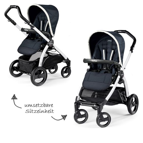 Peg Perego Kinderwagen-Set Book S Elite Completo Modular Gestell Weiß - Luxe Blue