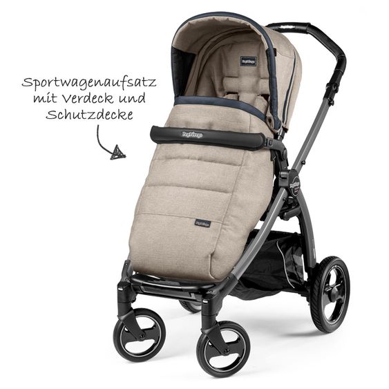 Peg Perego Kinderwagen-Set Book S Pop-Up Modular Gestell Jet - Luxe Beige