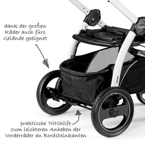 Peg Perego Kinderwagen-Set Book S Pop-Up Modular Gestell Weiß - Luxe Blue