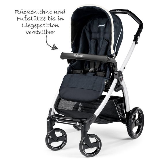 Peg Perego Kinderwagen-Set Book S Pop-Up Modular Gestell Weiß - Luxe Blue