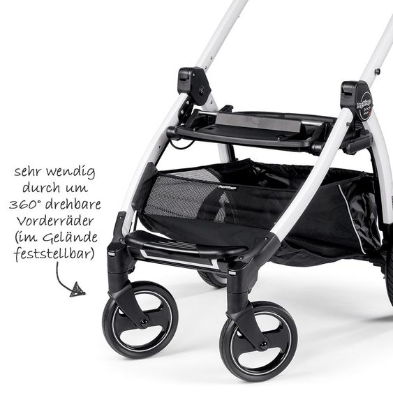 Peg Perego Kinderwagen-Set Book S Pop-Up Modular Gestell Weiß - Luxe Blue