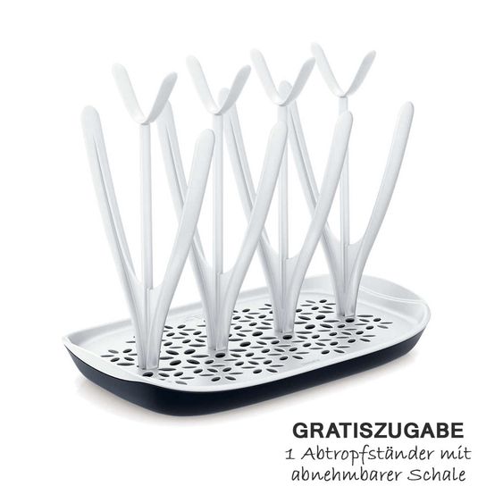 Philips Avent 12-tlg. Starter-Set inkl. Dampfsterilisator 4-in-1 - PP-Flaschen - Flaschenbürste - Schnuller + Gratis Abtropfständer