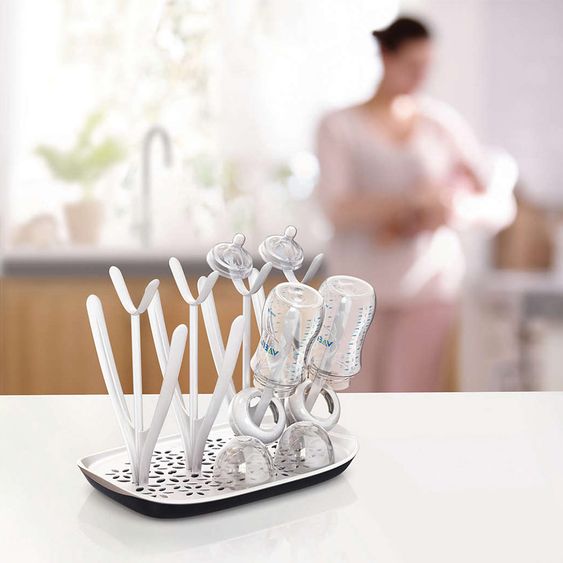 Philips Avent 12-tlg. Starter-Set inkl. Dampfsterilisator 4-in-1 - PP-Flaschen - Flaschenbürste - Schnuller + Gratis Abtropfständer