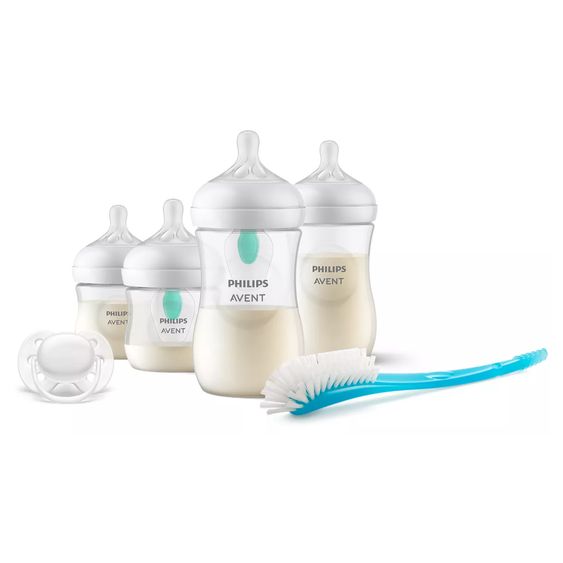 Philips Avent 6-piece Natural Response newborn starter set - 4 PP bottles with AirFree valve & silicone teats + Ultra Soft 0-6M pacifier + bottle brush