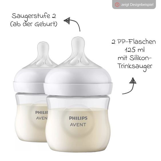 Philips Avent 6-tlg. Neugeborenen-Starter-Set Natural Response AirFree + GRATIS 2x Schnullerkette / 4 PP-Flaschen + Schnuller + Flaschenbürste - Beere