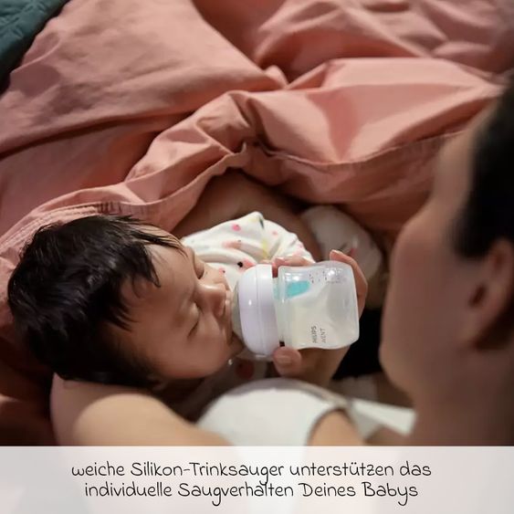 Philips Avent 6-tlg. Neugeborenen-Starter-Set Natural Response AirFree + GRATIS 2x Schnullerkette / 4 PP-Flaschen + Schnuller + Flaschenbürste - Beere