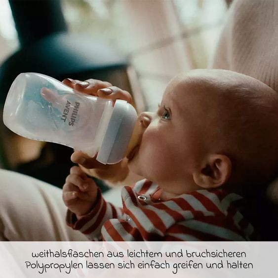 Philips Avent 6-tlg. Neugeborenen-Starter-Set Natural Response AirFree + GRATIS 2x Schnullerkette / 4 PP-Flaschen + Schnuller + Flaschenbürste - Beere