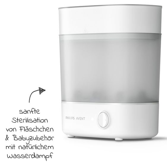 Philips Avent 8-tlg. Starter-Set inkl. Dampfsterilisator 2-in-1 + Abtropfständer + 4 PP-Flaschen + Flaschenbürste + Schnuller