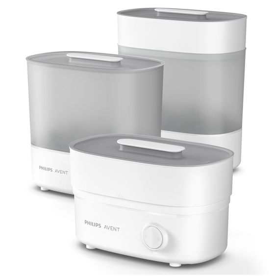 Philips Avent 8-tlg. Starter-Set inkl. Dampfsterilisator 2-in-1 + Abtropfständer + 4 PP-Flaschen + Flaschenbürste + Schnuller