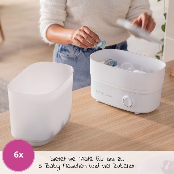 Philips Avent 8-tlg. Starter-Set inkl. Dampfsterilisator 2-in-1 + Abtropfständer + 4 PP-Flaschen + Flaschenbürste + Schnuller