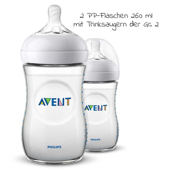 Philips Avent 9-tlg. Starter-Set inkl. Dampfsterilisator 2-in-1 + Abtropfständer + 5 PP-Flaschen + Flaschenbürste + Schnuller