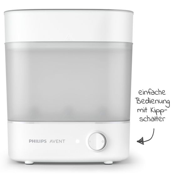 Philips Avent 9-tlg. Starter-Set inkl. Dampfsterilisator 2-in-1 + Abtropfständer + 5 PP-Flaschen + Flaschenbürste + Schnuller