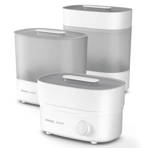 Philips Avent 9-tlg. Starter-Set inkl. Dampfsterilisator 2-in-1 + Abtropfständer + 5 PP-Flaschen + Flaschenbürste + Schnuller