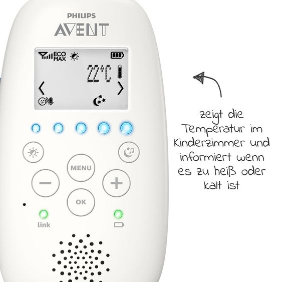 Philips Avent Baby Monitor DECT with Smart Eco Mode & Projector - SCD735/26