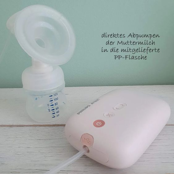 Philips Avent Elektrische Milchpumpe Natural Motion SCF395/31 + PP-Flasche + 2 Einweg-Stilleinlagen + 5 Muttermilchbeutel