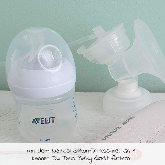 Philips Avent Elektrische Milchpumpe SCF395/31 + Gratis Mehrwegbecher für Muttermilch / inkl. 2 Stilleinlagen & 5 Muttermilchbeutel