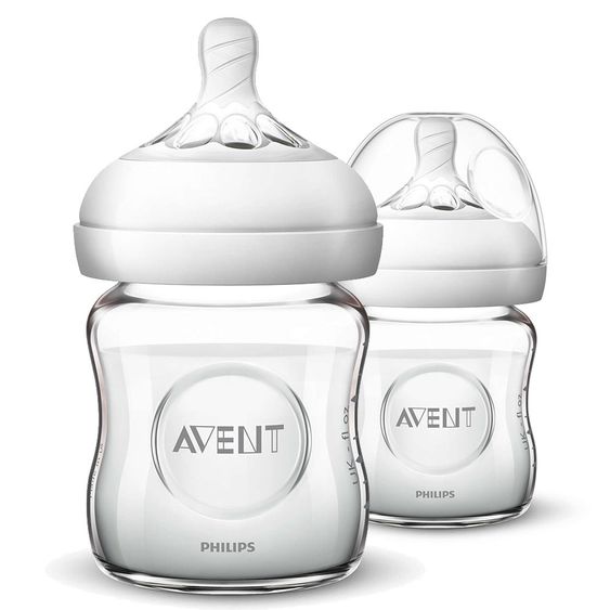 Philips Avent Glas-Flasche 2er Pack Natural 120 ml - Silikon Gr. 1 - SCF051/17