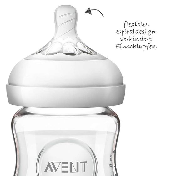 Philips Avent Glas-Flasche 2er Pack Natural 120 ml - Silikon Gr. 1 - SCF051/17