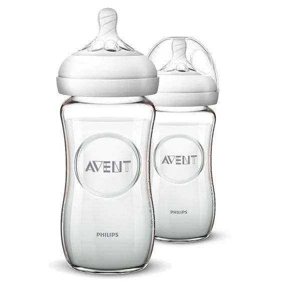 Philips Avent Glas-Flasche 2er Pack Natural 240 ml - Silikon Gr. 2 - SCF053/17