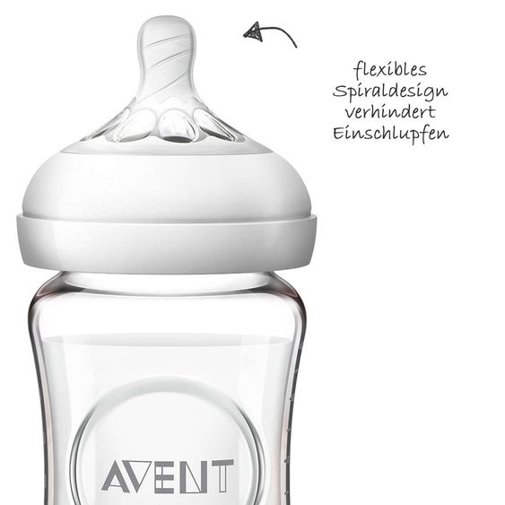 Philips Avent Glas-Flasche 2er Pack Natural 240 ml - Silikon Gr. 2 - SCF053/17