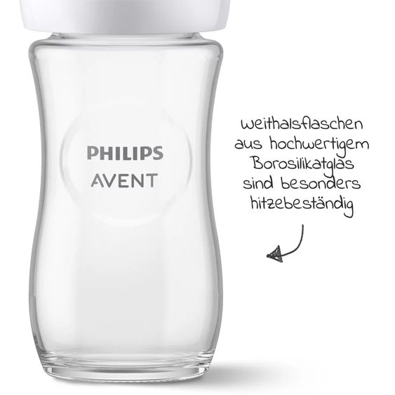 Philips Avent Bottiglia di vetro 4-pack Natural Response 120ml e 240ml + tettarella in silicone