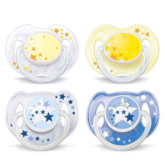 Philips Avent Luminous dummy 2 pack - Silicone 0-6 M - SCF176/18 - Blue or yellow