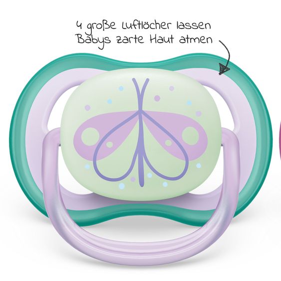 Philips Avent Leucht-Schnuller 2er Pack Ultra Air Nighttime 0-6 M - Schmetterling / Dreams