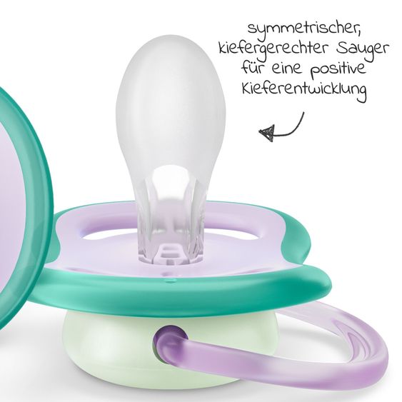Philips Avent Leucht-Schnuller 2er Pack Ultra Air Nighttime 0-6 M - Schmetterling / Dreams